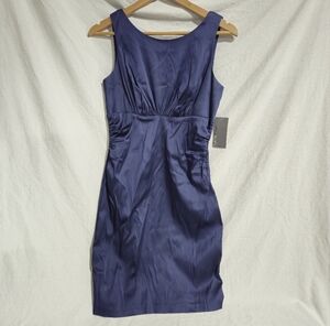 NWT Donna Ricco Ink Blue Ruched Sheath Cocktail Dress Size 4